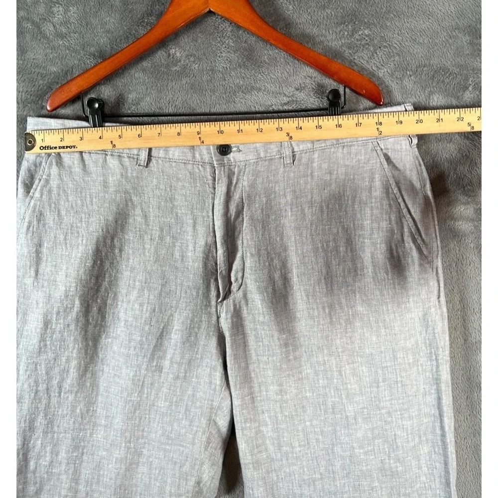 J Crew 100% Linen Pants Mens Size 38x32 (40x31) Gray Coastal Preppy